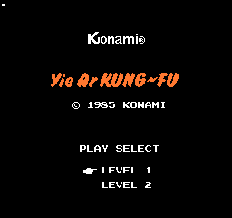 Yie Ar Kung Fu title screen for Famicom